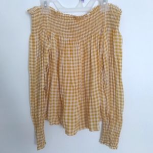 Off shoulder gingham flowy top